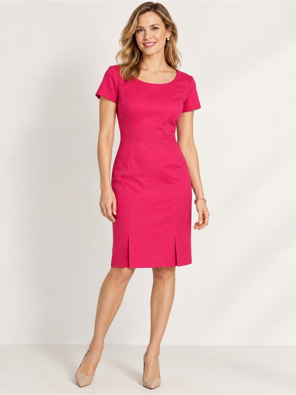 Talbots Short Sleeve Sheath Dress in Pink Size 10